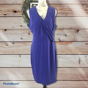 Sleeveless Size 16 Cobalt Blue Sheath Dress With V-Neckline